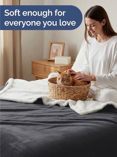 Sherpa Fleece Blanket King - Reversible Blanket - Dark Grey, 90" x 108" - color: 01 - Dark Grey, size: King (90" X 108")