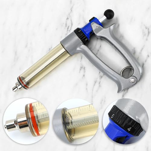50ML Semi Adjustable Continuous Repeating Syringe Auto Injector – Livestock Pump Automatic Injectors for Syringes – Cattle, Cow, Goat, Sheep, Pig Veterinary Tool