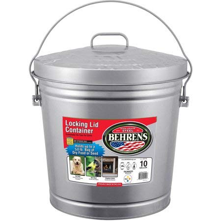 Behrens High Grade Steel 6110 10 Gal Silver Galvanized Steel Dry Storage Can with Locking Lid