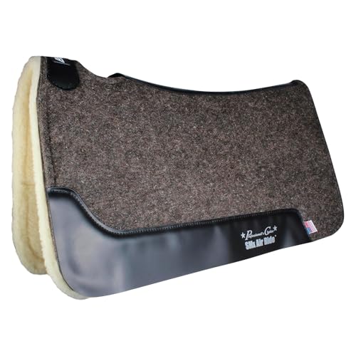Professional's Choice Cowboy Air Ride Saddle Pad | Contoured Back Shock-Absorbing Breathable Moisture-Wicking Wool Felt Western Horse Riding Saddle Pad - color: Charcoal, size: 31.5" x 34", style: Merino Wool