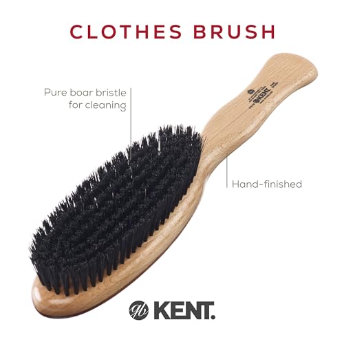 Kent CS1B Clothes Brush, Fabric Lint Remover for Cotton, Wool, Suede and Silk, Pure Black Bristles Handcrafted Two Tone Cherrywood Veneer Remover for Dust, Fluff and pet Hair. Made in England - style: CS1B