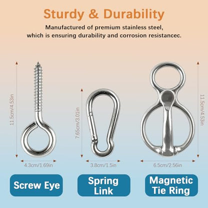 Horse Tie Ring, Safe Tie Horse Supplies, Humane Way Tie Ring, Magnetic Ring for Tying and Retracting, Helps Horse Pull Back and Releases Stress from The Horse