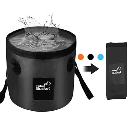 Esthesia Collapsible Bucket, 5 Gallon Portable Folding Water Container for Travelling, Camping, Hiking, Fishing, Gardening - color: Black