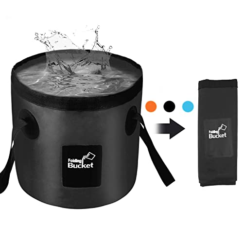 Esthesia Collapsible Bucket, 5 Gallon Portable Folding Water Container for Travelling, Camping, Hiking, Fishing, Gardening - color: Black