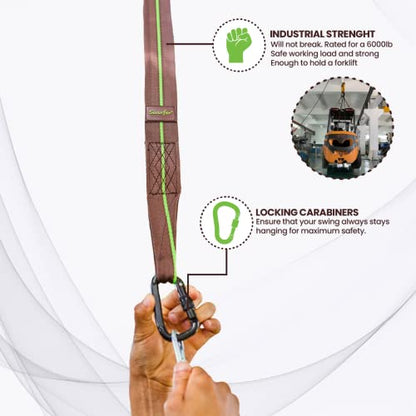 Swurfer Tree Swing Hammock Straps –Hanging Kit for Hammock, Tree Swings, Durable, Weatherproof, Rust Free, Secure Lock Snap Carabiners Included, Weight Limit 2200 lbs Per Strap (5 Feet - 2 Straps) - size: 5 Feet (2 Strap)