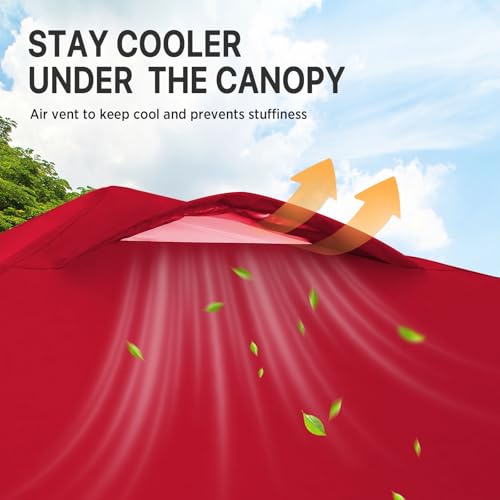 EAGLE PEAK 8x8 Pop Up Canopy Tent Easy Up Canopy Outdoor, Red - color: Red, size: 8x8