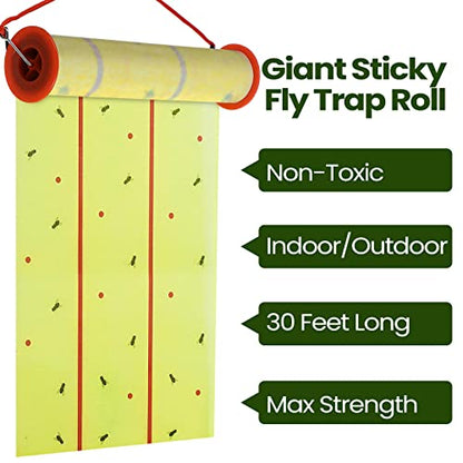 Qualirey 1 Pcs Giant Flypaper Fly Traps, 29.5ft Sticky Fluorescent Green - color: Yellow