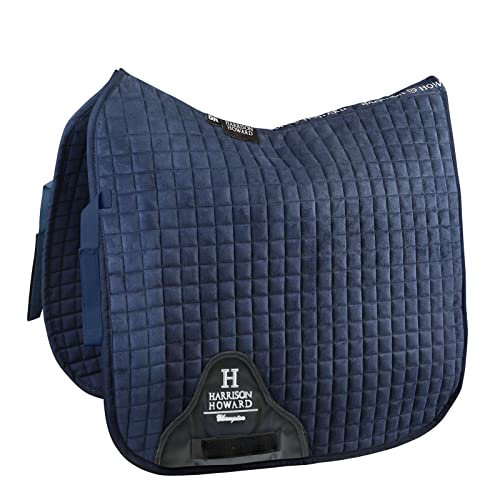 Harrison Howard Dressage Saddle Pad Suede Square English Saddle Pad for Horses Dressage Event - color: Navy