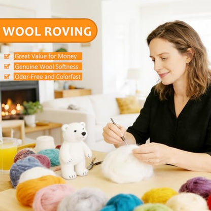 3.4oz Needle Felting Wool Sun Orange for DIY Needle Craft Enthusiasts - color: Sun Orange