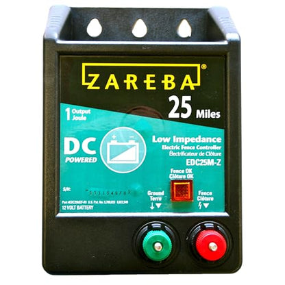Zareba 25-Mile Battery Operated Low Impedance Electric Fence Charger - for Medium Weed Conditions - Control Horses, Pigs, Cows, Exotics - Keep Wildlife Out - Ideal for Remote Locations - EDC25M-Z - size: Pack of 1