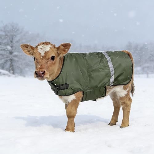Green Thickened Windproof Waterproof Horse Blanket - Warm Calf Clothing for Cattle (1 Pack)