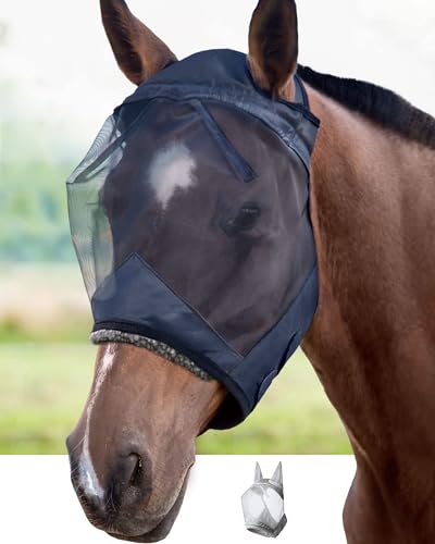 Harrison Howard CareMaster Horse Fly Mask Large Eye Space Standard Black Medium Cob - color: Black, size: Cob (Medium)