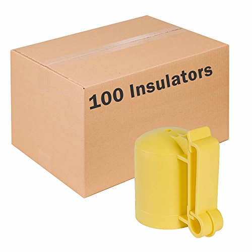 Zareba ITCPY-Z T-Post Safety Cap and Insulator, Yellow, 100 Insulators - Electric Fencing T-Post Insulator & Safety Cap - size: 100 Pack