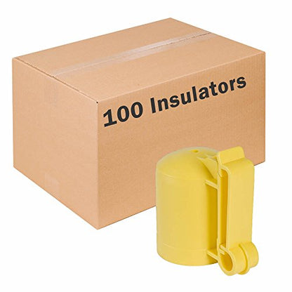 Zareba ITCPY-Z T-Post Safety Cap and Insulator, Yellow, 100 Insulators - Electric Fencing T-Post Insulator & Safety Cap - size: 100 Pack