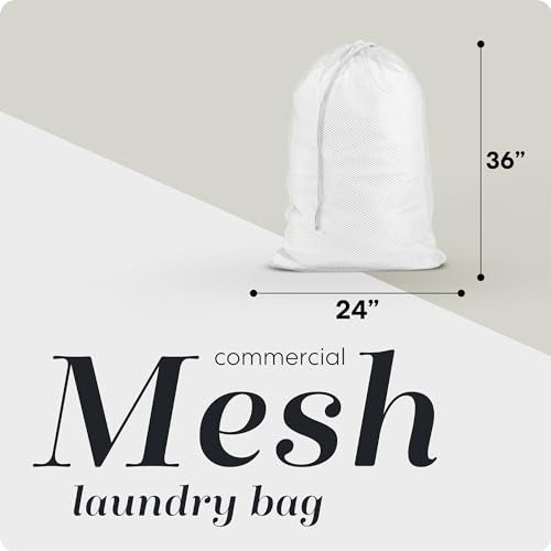 Handy Laundry Mesh XL Laundry Bag 24"x36", Heavy Duty Drawstring, White - color: White