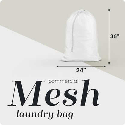 Handy Laundry Mesh XL Laundry Bag 24"x36", Heavy Duty Drawstring, White - color: White