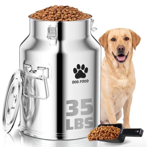 35LBS Stainless Steel Dog Food Storage Container,Large Metal Dog Food Storage Container