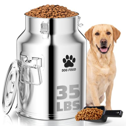 35LBS Stainless Steel Dog Food Storage Container,Large Metal Dog Food Storage Container