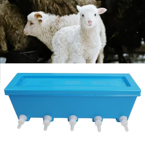 Sorandy Silicone Lamb Drink Feeder, Farm Livestock Breeding Feeder, Vertical Type Calf Feeding Bottle with 5 Nipples Wall Mounted 8L Livestock Milk Feeding Bucket for Nursing Animal Lamb