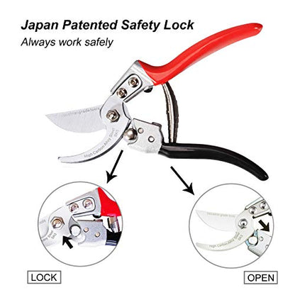 TONMA 8.2" Garden Shears, Made in Japan, Pruning Shears for Gardening, TP-2 | 1" Cut Capacity, Professional Garden Scissors Clippers with a Non-Slip Grip, Heavy Duty Japanese Bypass Hand Pruners Loppers - size: 8.2 inches