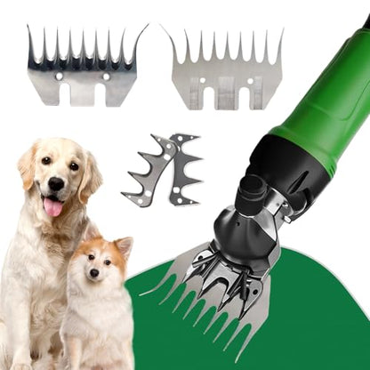 Sheep Shears Blades 9-Tooth Wool Shearing Comb and Cutter Blade Set for Alpaca Goats Wool Cutter Grooming Trimmer(9T Scimitar+Front Blade) - size: 9T scimitar+front blade