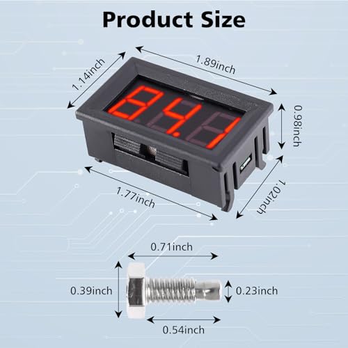 PEMENOL 12V Red Fahrenheit Digital Temperature Meter
