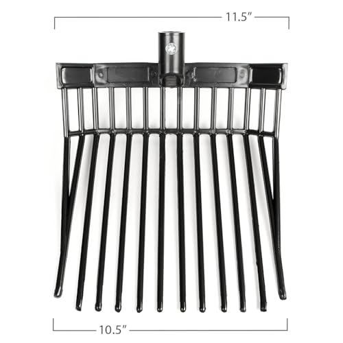 Jeffers 12-Tine Mini Fork Head – Compact Replacement Fork Scoop for Barns, Stalls, Hay, Bedding, Waste, Polystyrene Tines, 11" Wide, Fits Standard Handles, Lightweight Fork Head Only - size: 12 Tines - 1 Pack