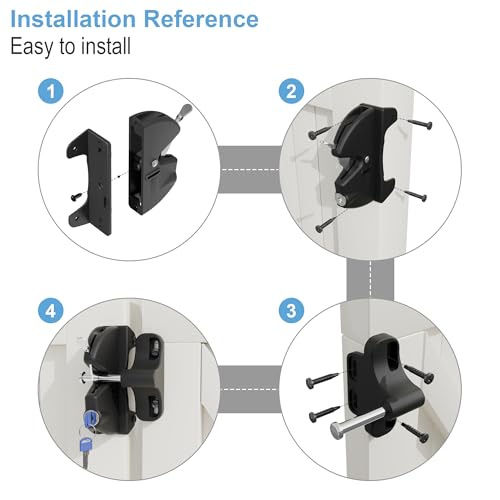 Self Locking gate Latch, Lockable Latch Key, Fence Lock Suitable for Outdoor Gates. Locking gate Latch Fence Hardware Suitable for Metal, Wood, and Vinyl Fences. Black Finish
