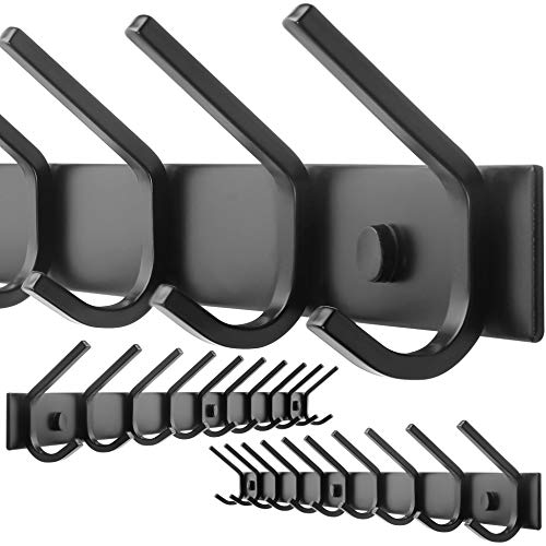 WEBI Coat Rack Wall Mounted,10 Hooks for Hanging Coats,30 Inch Hook Rack Hook Rail Coat Hanger Wall Mount for Backpack,Clothes,Jacket,Black,2 Packs - size: 10 Hooks(2 Pcs)