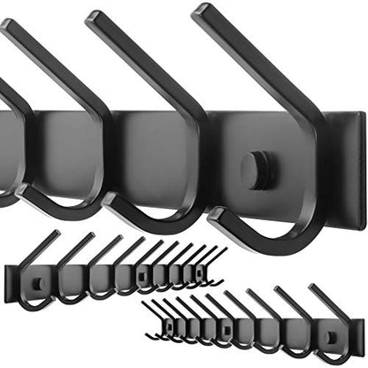WEBI Coat Rack Wall Mounted,10 Hooks for Hanging Coats,30 Inch Hook Rack Hook Rail Coat Hanger Wall Mount for Backpack,Clothes,Jacket,Black,2 Packs - size: 10 Hooks(2 Pcs)