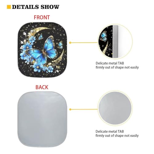 Blue Butterfly Car Sun Shade for Windshield Foldable Sunshade Front Window Cover Sun Visor Heat and UV Rays That Keeps Vehicle Cool Universal Vehicle Accessories 28.5 x 25.5 inches - color: Blue Butterfly