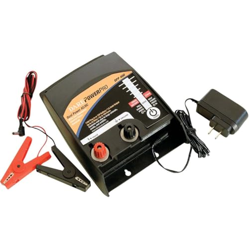 Dare Products DPP400 Ultra Low Impedance Power Pro Series Fence Energizer, 110V Plug-in or 12V Battery Dual Power, Controls Mid- to Large-Sized Animals, Exotics and Wildlife Up to 100 Acres/25 Miles