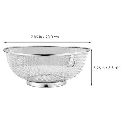 ULTECHNOVO Fine Mesh Strainer Colander Stainless Steel Kitchen Strainer for Soybean Milk Frying Oil Fruits and Vegetables 7.87 inch Mesh Basket - size: 20x20x8.3cm