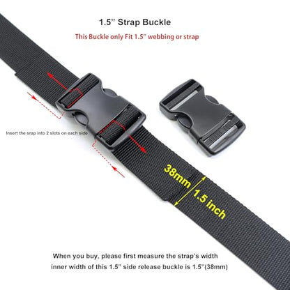 Quick Side Release Buckle, Heavy Duty Plastic Snap Buckle Clip Clasp Fasteners for Backpack Strap - style: 1-1/2 Inch - 2 Pieces