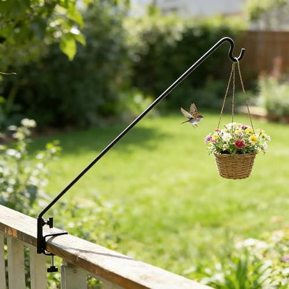 ERYTLLY Extended Reach Deck Hook Wall Pole Wall Mounted Deck Hook Extensible and 43 inch Wall Bracket for Hanging Bird Feeder,Plants,Wind Chimes,Lanterns 2 Packs - size: Deck Hook - Adjustable Length - 2 Packs
