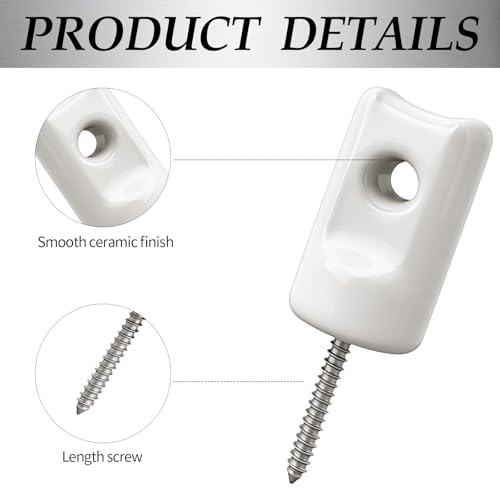 52 Pcs Electric Fence Porcelain Insulator Heavy Duty Ceramic Lag Screw Insulator for Farm Ground Fencing Wood Post Electrical Wire