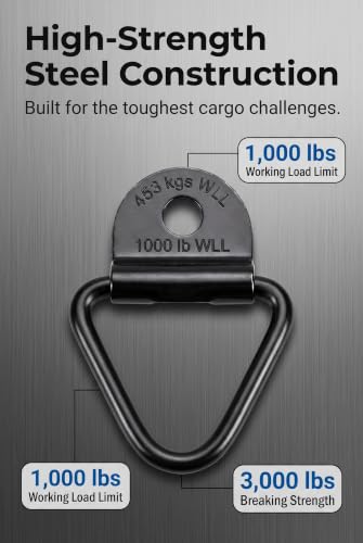 4PCS V Ring Tie Down Anchors, Bolt On D Rings, Trailer Stake Pocket D Ring, Universal Pickup Trailer Boat Anchor Cargo Securing Black