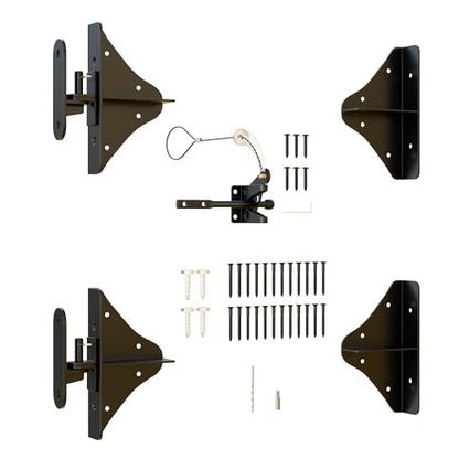 Anti Sag Gate Frame Kit Fence Gate Kit Heavy Duty 90 Degree Right Angle Gate Hinges,Gate Hardware Kit with Gate Latch for Wooden Fences,Gate Corner Brace Bracket for Driveway Gates,Shed Door,Deck Gate