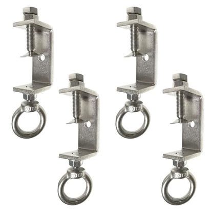 CHENGLONG 4Pcs Pipe Clamp Hooks; Metal Beam Clamp Hanger; 2Inch C Clamp Hook; Stainless Steel; Silver; Lockable Width 1.32"2.4"; Supports Up to 100 Pounds