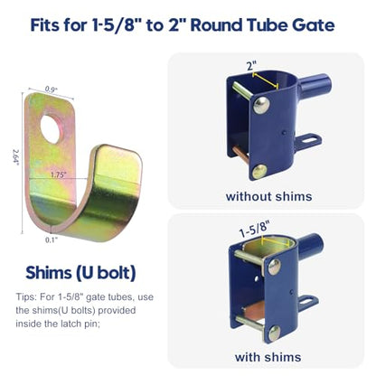 2 Way Farm Gate Latch for Gates with 1-5/8" to 2" Tubes, 2 Pack - color: 2x S16100100(Large Size Version 4.1"x 7.8")