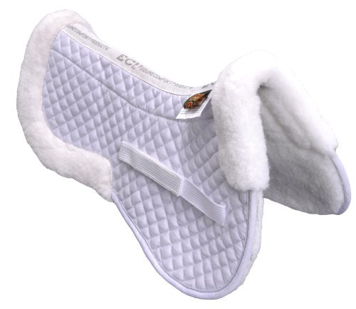 ECP Equine Comfort Products EuroTech Deluxe Poly-Wool Large Western Half Saddle Pad with Thermal Regulating, Durable, Shock-Absorbing Technology, for All Riding Styles, Fits Saddles 16.5"-19", White