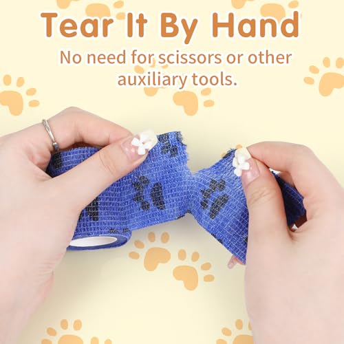 KIMOBER 12 Rolls Self Adhesive Pet Wrap Bandage Non-Woven Tape Vet Wrap Cohesive Bandages for Dogs Pet Animals Horse Cat Bird Animals,2 Inch x 5 Yards