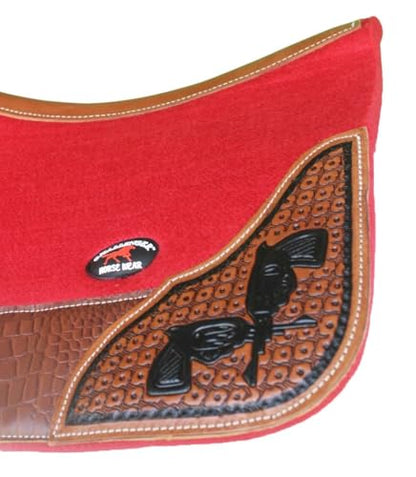 Horse Western Contoured Wool Felt Therapeutic Saddle Pad Black 39208 - color: Red
