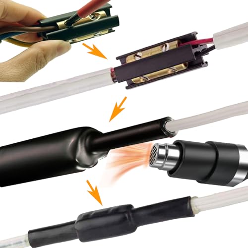 Upgraded Underground Wire Splice Kit & in Wall Splice Kit,UF Wire Splice Kit,14/3 to 8/3 AWG Screw Splice Connectors w/ 8" Heavy-Wall Heat Shrink for Direct Burial & Extension Cord, 1 Set, Red