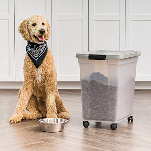 IRIS USA Dog Food Storage Container, Up to 50 lbs, Clear/Gray, Made in USA - color: Gray, size: 50 lbs