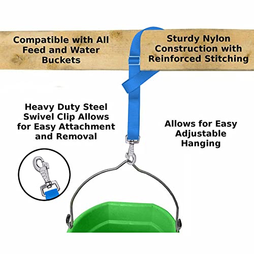 Rosemarie Horse Bucket Strap Hangers,Horse Suppliers Adjustable Nylon Straps up to 700 lbs for Hay Nets, Water Buckets,Hanging-Pratical and Easy Use(4 Pack) (Blue) - color: Blue