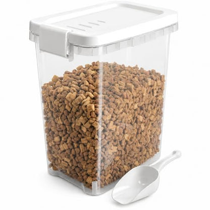 5-10 Lbs Airtight Cat Dog Food Storage Container, 8QT Compact Pet Food Bin - color: Bright White