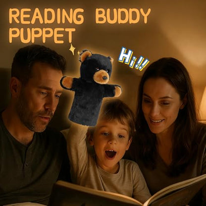 Plush Hand Puppet Toddler Cute BearSensory Learning Toy Washable Preschool Classroom Activity Supplies Creative Imaginative Play Stuffed Animal Gift Black Bear - color: Black Bear