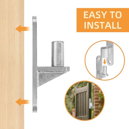 4 Set Heavy Duty Gate Hinges, Wall Mount Gate Hinges 5/8'' Pin Fence Post Hinge Set for Wooden or Concrete Fence Gate (Silver, Screws Included) - color: Silver-4 Pairs