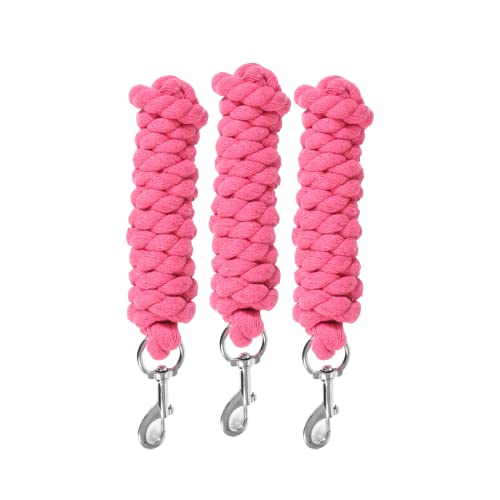 HORZE Basic Cotton 7' Horse Lead Rope (Set of 3) - Raspberry Pink - color: Raspberry Pink